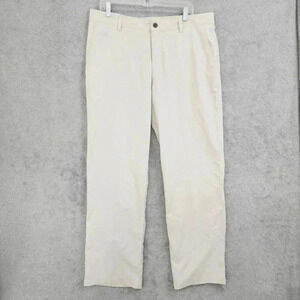 Adidas Climalite Men' Golf Pants Flat Front 36x32 Polyester Beige 19CT‎